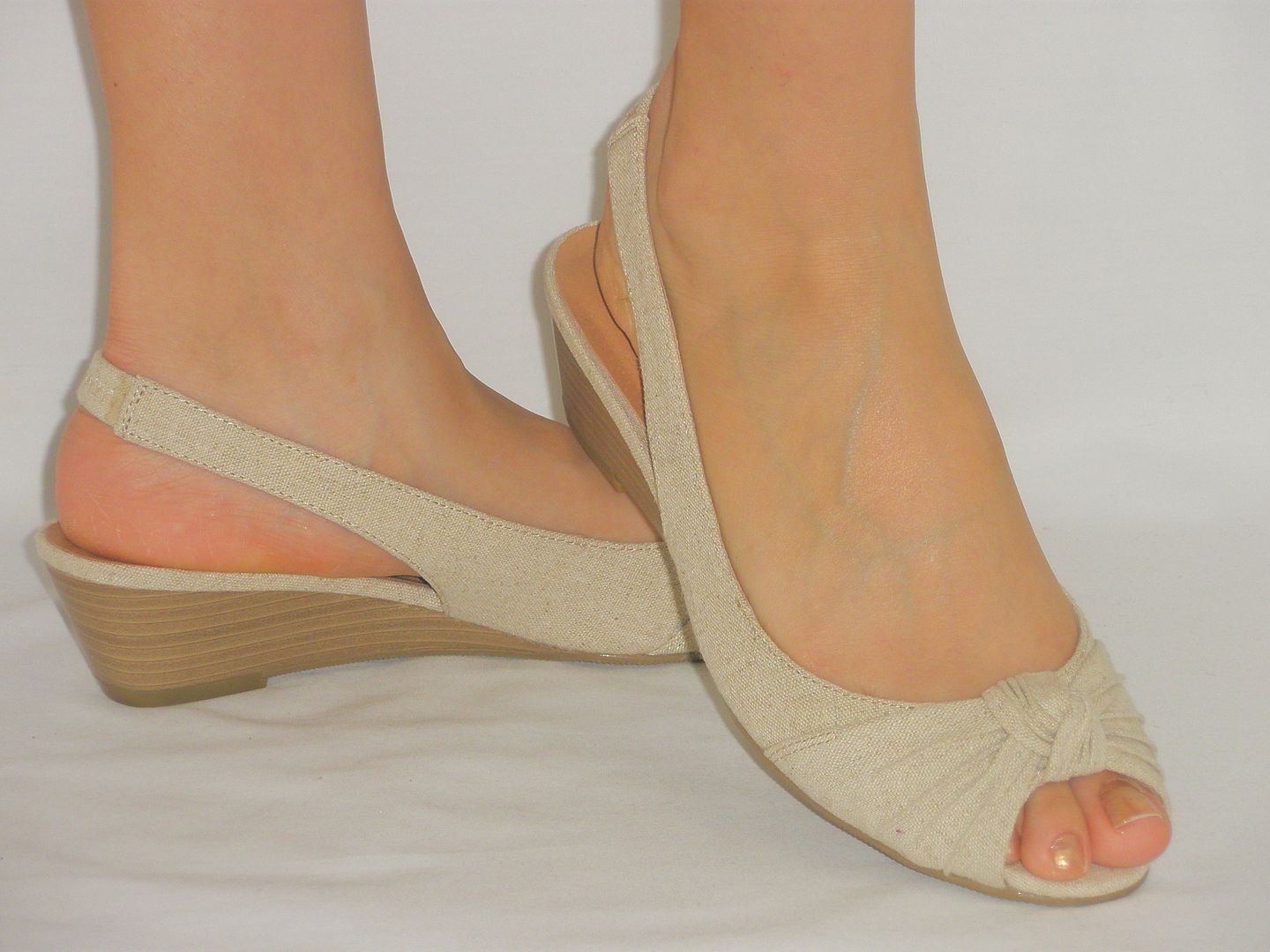 Sexy Peep Toe Sandals Easy Slingback Slide On Comfy Low Wedge Ebay